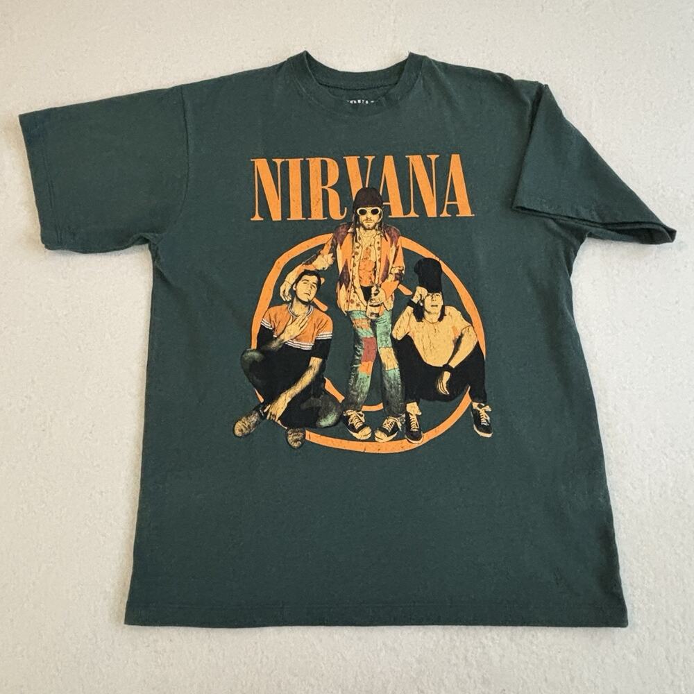Nirvana‎ Kurt Cobain t-shirt size XS  Rare Retro  y2k green